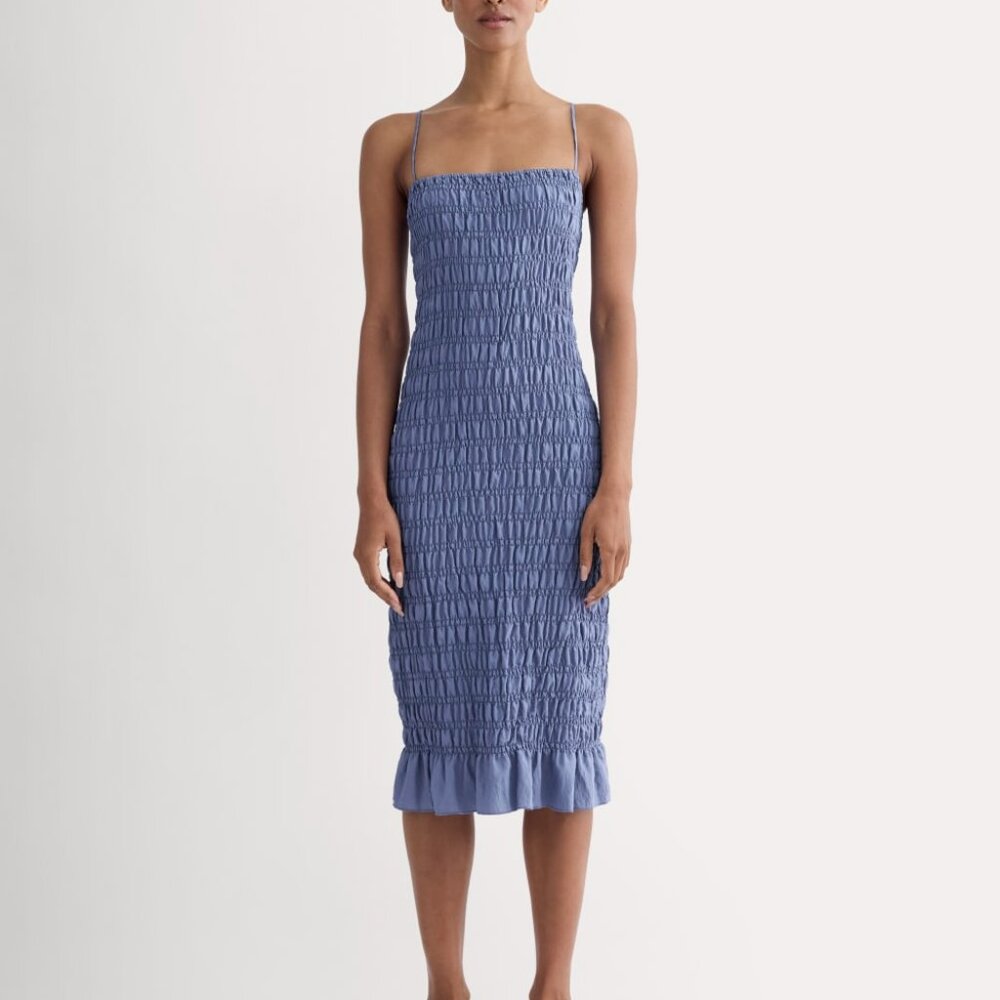 Everlane Women's Smocked Column Dress in Blue Dusk, Size Extra Small